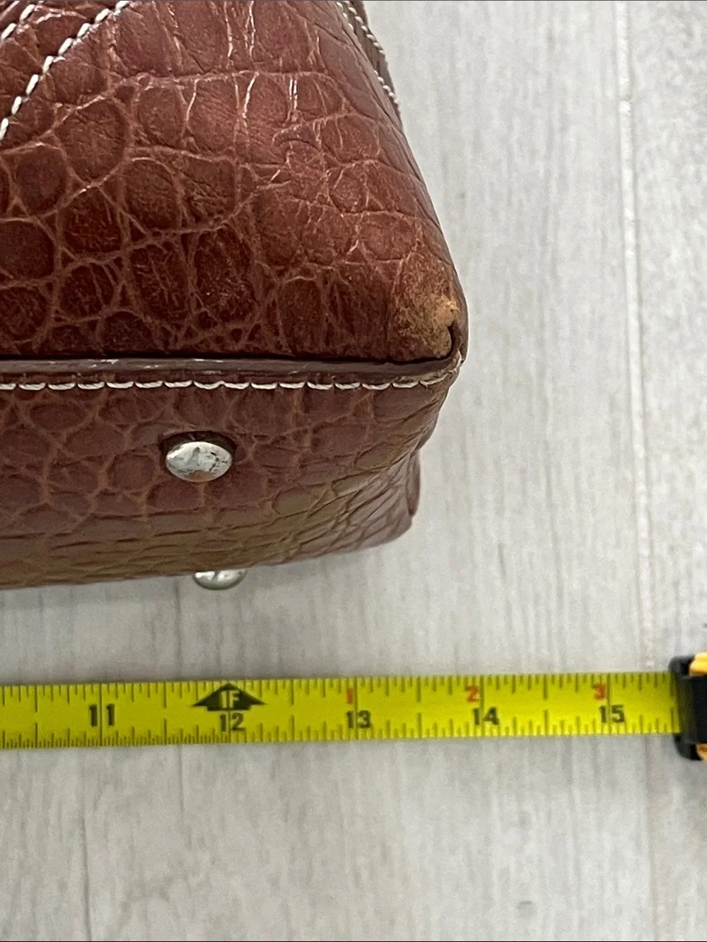 Brown Croc-Embossed Leather Top-Handle Bag from Talbots
